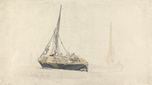 Une barge à voile chargée de foin, décembre 1827