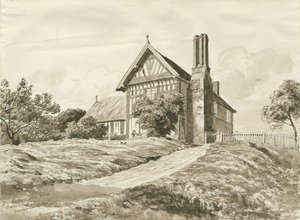 Betley - Ferme: dessin à la plume et au lavis sépia, Oct 1820 - Cornelius Varley