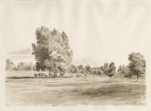 Église de Betley: dessin à la plume et au lavis sépia, Oct 1820 - Cornelius Varley