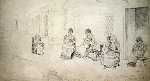 Enfants devant leur école à Market Hill, Irlande - Cornelius Varley