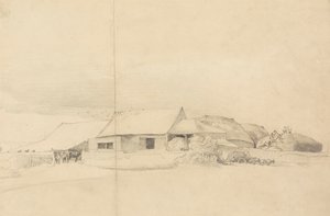 Bâtiments de ferme avec empileurs - Cornelius Varley