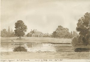 Somerford Hall : dessin à la sépia - Cornelius Varley