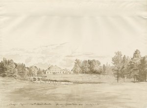 Somerford Hall : dessin à la sépia - Cornelius Varley