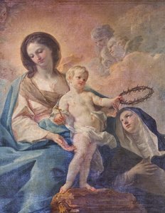 Église SS Salvatore, intérieur, autel du Rosaire, Notre-Dame du Rosaire, toile de Corrado Giaquinto (1703-1766), détail, Poggiardo, Lecce, Pouilles (photo) - Corrado Giaquinto
