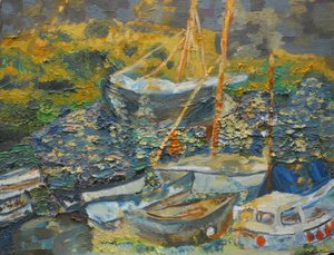 Port de Mousehole, bateaux au repos - Cosima Duggal