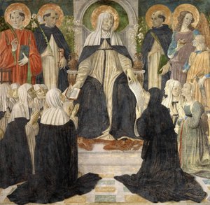 Sainte Catherine de Sienne comme mère spirituelle des deuxième et troisième ordres de Saint Dominique - Cosimo di Lorenzo Rosselli