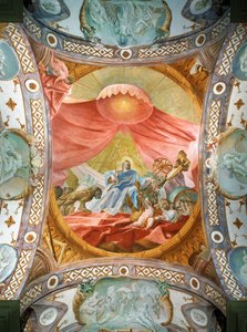 Monastère Saint Emmeran, depuis 1812 résidence des Princes Thurn und Taxis : Fresque au plafond de la bibliothèque, Le roi Salomon ... (fresque)