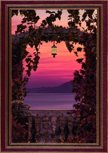 Une arche romantique au coucher du soleil