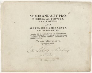 Page de titre de la série des sept merveilles du monde