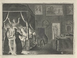 Homme vomissant au lit - Crispijn van den Queborn