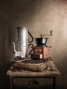 Nature morte vintage avec du café