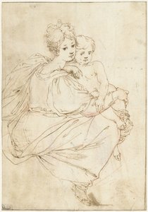 Jeune femme assise avec un enfant nu sur ses genoux - Cristofano Gherardi