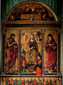 Triptyque du mariage mystique de Sainte Catherine, entourée de Saint Jean-Baptiste et Saint Jean l