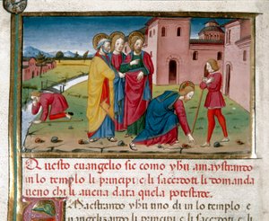 Jésus rend la vue à un aveugle de naissance Miniature de Cristoforo De Predis