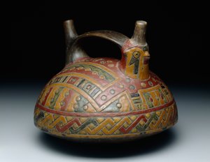 Vase à Double Bec et Anse Dépeignant un Faucon, Horizon Ancien, Époque 8, c.500-400 av. J.-C.
