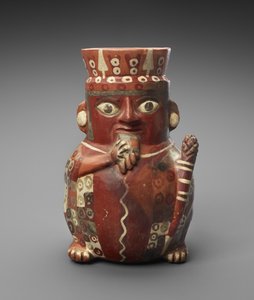 Pot figuratif avec flûte de Pan et massue, c. 600-1000 apr. J.-C. - Culture Wari