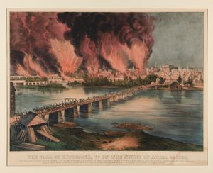La chute de Richmond, Virginie, la nuit du 2 avril 1865 - Currier and Ives