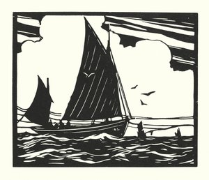 Bateaux de pêche et barges : Deal Lugger (gravure sur bois) - Cyril A. Wilkinson