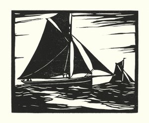 Bateaux de pêche et barges : Plymouth Long Boomer (gravure sur bois)