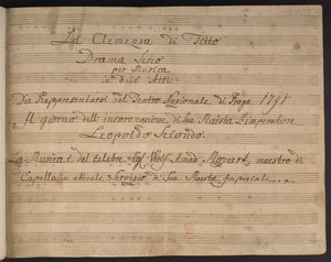 Page de titre de la partition La Clémence de Titus - Czech School