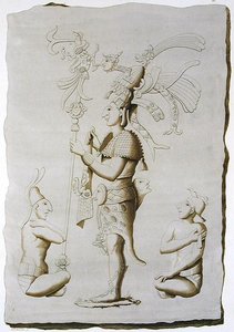 Un roi, sculpture du Palais, Palenque, Chiapas, Mexique - D.K. (after) Bonatti