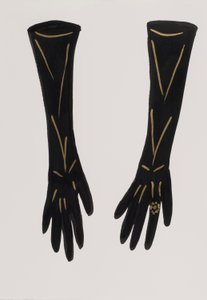 Gants noirs, 2017 (encre de Chine noire, avec feutre doré sur papier)