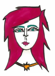 Dark Pink Hair, 2024 (stylo et peinture sur papier)