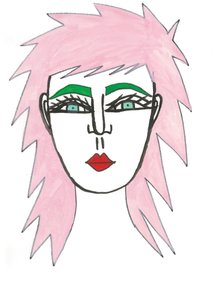 Cheveux roses hirsutes, 2024 (stylo et peinture sur papier)