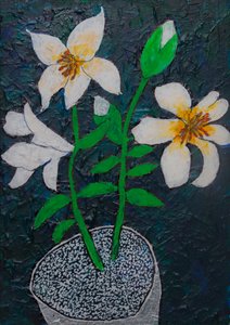 Lys blancs en pot