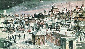 Fête foraine sur la Tamise (lithographie couleur) - Dan Escott