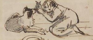 Un enfant jouant avec un chien - Daniel Maclise