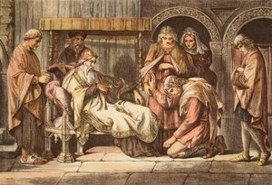 Harold, de retour de Normandie, se présente à Édouard le Confesseur, gravé par JD Cooper - Daniel Maclise