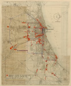 Plan de Chicago, Chicago, Illinois, Diagramme des circuits ferroviaires - Daniel Burnham