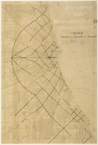 Planche 91 du Plan de Chicago, Chicago, Artères Diagonales Proposées - Daniel Burnham