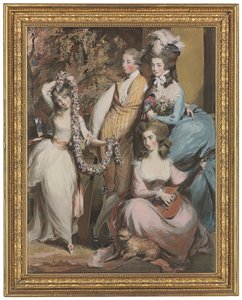 Portrait en pied de Mary Sturt de Crichel (1740-1807) avec ses trois enfants aînés, Diana, Mary et Humphry (détail)