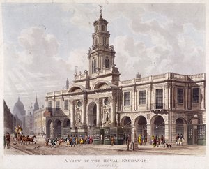 Bourse Royale 2ème extérieur, Londres, 1816 - Daniel Havell