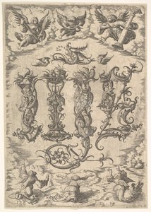 Monogramme IHS entouré de six anges, vers 1485-1536 - Daniel Hopfer