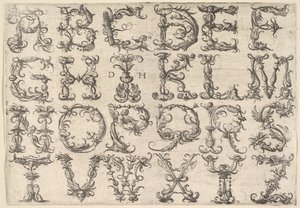 Alphabet majuscule romain orné, vers 1520 - Daniel Hopfer