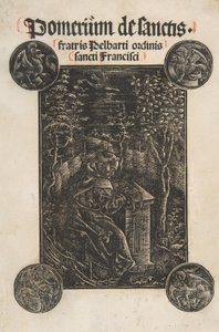 Le franciscain, Pelbart de Temesvar, étudiant dans un jardin Schr. 2876, 1502 - Daniel Hopfer.