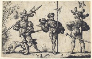Trois soldats allemands armés de hallebardes - Daniel Hopfer