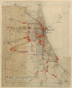 Plan de Chicago, Chicago, Illinois, Diagramme des circuits ferroviaires - Daniel Hudson Burnham