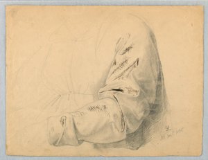 Dessin, étude de la draperie du corsage, 1er décembre 1845 - Daniel Huntington