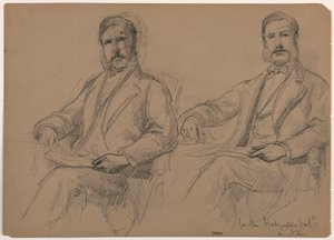 Dessin, Julius Hallgarten assis, deux études ; verso : M. Hunt debout, 1884 - Daniel Huntington