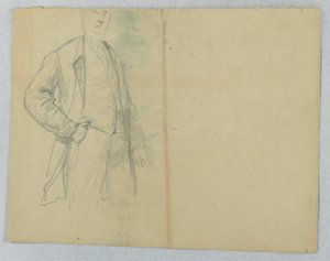 Dessin, M. Samuel Ward père, debout, la main dans la poche, 1880 - Daniel Huntington