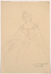 Dessin, Mme Sheppard Gandy assise ; verso : croquis au trait, 1859 - Daniel Huntington