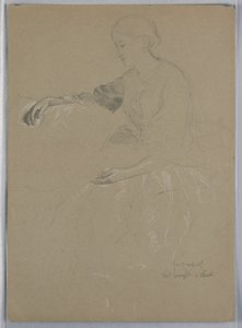 Dessin, Mme William Wright et son enfant, 1857 - Daniel Huntington