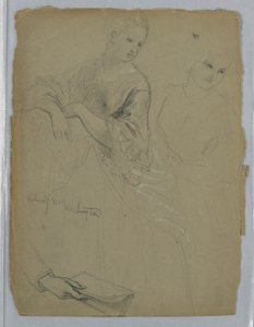 Dessin, étude pour la "Réception de Martha Washington", 1869 - Daniel Huntington