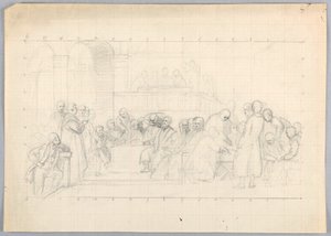 Dessin, étude pour le "Groupe scientifique", 1858