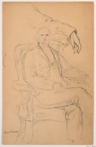 Dessin, William H. Macy assis, bras gauche séparé, étude, 1884 - Daniel Huntington