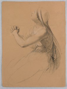 Étude de femme priant pour "Communion des malades" - Daniel Huntington
